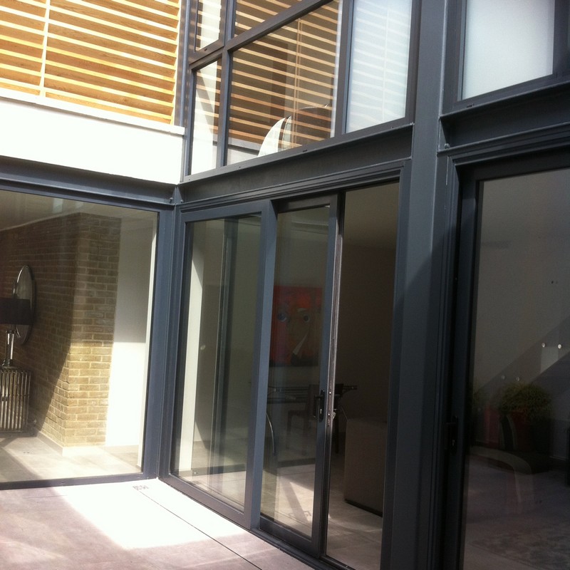 Anthracite aluminium sliding patio doors fitted in Blackheath